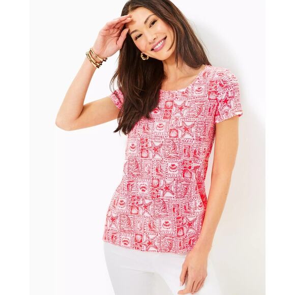 NWOT Lilly Pulitzer Etta Top Seaside Harbor Mizner Red, XL - Picture 2 of 7